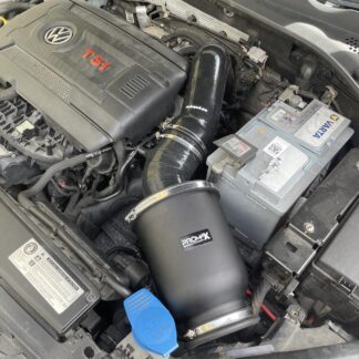 <p><em>The ProMax enclosed filter has a modular design. Supplied with a bell mouth inlet and base adapter the housing can be combined with a foam Ramair or a pleated Proram filter. The aluminium enclosure shields against engine temps whilst the bell mouth is positioned for an increased cold air feed resulting in an added performance boost.</em></p> <p><em>This kit also includes custom silicone hoses from filter to turbo to increase performance and overall design aesthetics. The added hoses help create a more direct