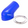 The Ramair Silicone Intake Pipe (part no. RIP-001) has been designed to replace the standard OEM plastic induction hose on the BMW E46 M3. The hose is constructed to provide a constant radius reducing restriction in the initial stage of the intake tract and is a direct replacement for the factory pipework. The hose is supplied with a pair of high quality Stainless Steel W2 hose clamps replacing the difficult to use OEM spring clamps. The hose is made from high-quality silicone with 5-ply polyester mesh reinforcement for added structural rigidity to prevent collapse under high load. It can be used in conjunction with the standard factory air box or any aftermarket induction kit that mounts to the standard air box position. Internal diameter: 95mm