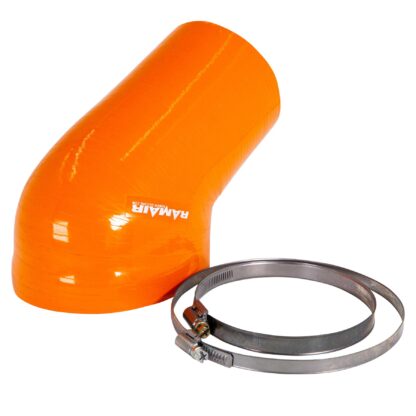 The Ramair Silicone Intake Pipe (part no. RIP-001) has been designed to replace the standard OEM plastic induction hose on the BMW E46 M3. The hose is constructed to provide a constant radius reducing restriction in the initial stage of the intake tract and is a direct replacement for the factory pipework. The hose is supplied with a pair of high quality Stainless Steel W2 hose clamps replacing the difficult to use OEM spring clamps. The hose is made from high-quality silicone with 5-ply polyester mesh reinforcement for added structural rigidity to prevent collapse under high load. It can be used in conjunction with the standard factory air box or any aftermarket induction kit that mounts to the standard air box position. Internal diameter: 95mm