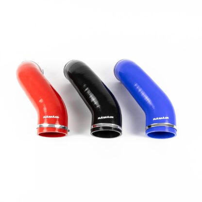 This Ramair Silicone Intake Pipe has been designed to replace the standard OEM plastic induction hose on the 245bhp 2.0 TSI EA888 Gen 4 engine in the VW Golf mk8 GTI other MQB Evo platform vehicles. The hose is constructed to provide a constant radius reducing restriction in the initial stage of the intake tract and is a direct replacement for the factory pipework. The hose is supplied with a pair of high quality Stainless Steel W2 hose clamps replacing the difficult to use OEM spring clamps. The hose is made from high-quality mutli-ply silicone with fabric mesh reinforcement. It can be used in conjunction with the standard factory air box or any aftermarket induction kit that mounts to the standard air box position. The internal measurements are 80mm diameter at the airbox end and 70mm diameter at the turbo adapter.