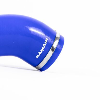 This Ramair Silicone Intake Pipe has been designed to replace the standard OEM plastic induction hose on the 245bhp 2.0 TSI EA888 Gen 4 engine in the VW Golf mk8 GTI other MQB Evo platform vehicles. The hose is constructed to provide a constant radius reducing restriction in the initial stage of the intake tract and is a direct replacement for the factory pipework. The hose is supplied with a pair of high quality Stainless Steel W2 hose clamps replacing the difficult to use OEM spring clamps. The hose is made from high-quality mutli-ply silicone with fabric mesh reinforcement. It can be used in conjunction with the standard factory air box or any aftermarket induction kit that mounts to the standard air box position. The internal measurements are 80mm diameter at the airbox end and 70mm diameter at the turbo adapter.