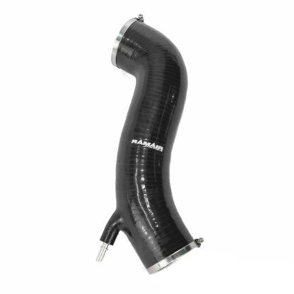The Ramair Silicone Intake Pipe (part no. RIP-180) has been designed to replace the standard OEM plastic induction hose on the Ford Fiesta ST 180. The hose is constructed to provide a constant radius reducing restriction in the initial stage of the intake tract. The hose is supplied with high quality Stainless Steel W2 hose clamps and Billet CNC machined adapter to allow connection of the standard breather pipe in the standard factory position. The hose is made from high-quality mutli-ply silicone with fabric mesh reinforcement. It is available in Black