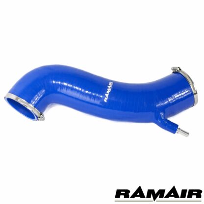 The Ramair Silicone Intake Pipe (part no. RIP-180) has been designed to replace the standard OEM plastic induction hose on the Ford Fiesta ST 180. The hose is constructed to provide a constant radius reducing restriction in the initial stage of the intake tract. The hose is supplied with high quality Stainless Steel W2 hose clamps and Billet CNC machined adapter to allow connection of the standard breather pipe in the standard factory position. The hose is made from high-quality mutli-ply silicone with fabric mesh reinforcement. It is available in Black