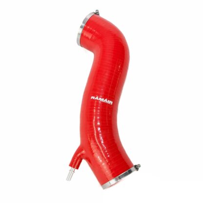 The Ramair Silicone Intake Pipe (part no. RIP-180) has been designed to replace the standard OEM plastic induction hose on the Ford Fiesta ST 180. The hose is constructed to provide a constant radius reducing restriction in the initial stage of the intake tract. The hose is supplied with high quality Stainless Steel W2 hose clamps and Billet CNC machined adapter to allow connection of the standard breather pipe in the standard factory position. The hose is made from high-quality mutli-ply silicone with fabric mesh reinforcement. It is available in Black