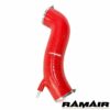 The Ramair Silicone Intake Pipe (part no. RIP-180) has been designed to replace the standard OEM plastic induction hose on the Ford Fiesta ST 180. The hose is constructed to provide a constant radius reducing restriction in the initial stage of the intake tract. The hose is supplied with high quality Stainless Steel W2 hose clamps and Billet CNC machined adapter to allow connection of the standard breather pipe in the standard factory position. The hose is made from high-quality mutli-ply silicone with fabric mesh reinforcement. It is available in Black