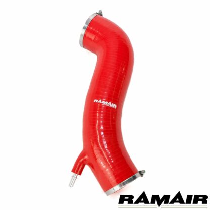 The Ramair Silicone Intake Pipe (part no. RIP-180) has been designed to replace the standard OEM plastic induction hose on the Ford Fiesta ST 180. The hose is constructed to provide a constant radius reducing restriction in the initial stage of the intake tract. The hose is supplied with high quality Stainless Steel W2 hose clamps and Billet CNC machined adapter to allow connection of the standard breather pipe in the standard factory position. The hose is made from high-quality mutli-ply silicone with fabric mesh reinforcement. It is available in Black