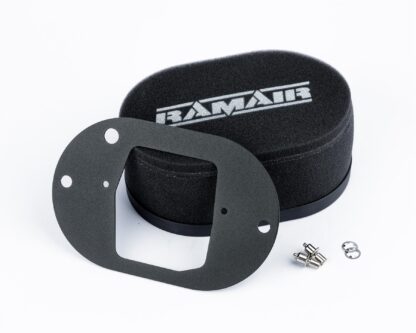supported by a stainless steel cage and provides maximum surface area to optimise the airflow for induction ramming. The range of baseplates are cut for a variety of well known carburettor types and have quick-release fasteners to attach the element. RS-Series filter elements are manufactured at four standard heights to take account of variations in the space available for fitting. Features  High performance twin layer foam Black powder coated base plate Easy to use push clips to attach and detach filter  Easy to clean using our filter maintance kit - CK-003 Guaranteed against manufacturing defects for life (single user