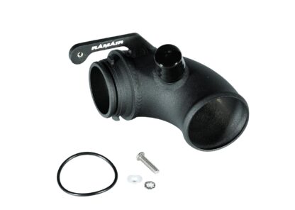 This is an over size turbo inlet pipe for the IHI turbo chargers used on the 2.0 and 1.8 TFSI (EA888) engines used in MQB chassis vehicles such as (but not limited to) the Golf GTI (mk7) and Audi S3 (8P). This is a direct replacement for the standard turbo inlet elbow and is compatible with the OEM intake hose and air box. The inlet elbow comes with all the fittings required and is supplied with clear step-by-step photographic instructions. Supplied with the kit is a replacement O-ring in case the standard part is worn or perished. This part allows for increased potential airflow and slightly increased induction sound. The inlet elbow is made from light weight aluminium tube with CNC machined connections and a laser cut bracket