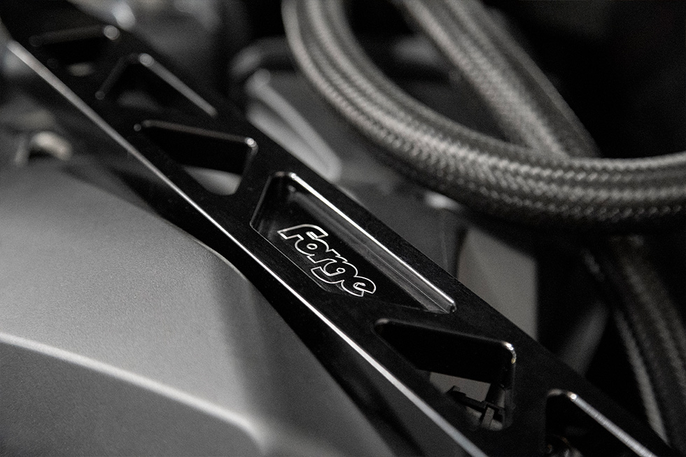 <p>The strut braces have been anodised gloss black to prevent surface corrosion and are also supplied with stainless steel fasteners to ensure the highest quality is met. As with all Forge Motorsport products