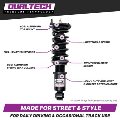 The BMW 1 Series Hatchback HSD DualTech Coilover suspension kit has been developed in partnership between HSD and Driftworks for all E81 and E87 Models. What's in the box? 4 x Dualtech coilovers 2 x C spanners 1 x Set of fitting instruc