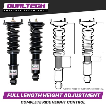The BMW 1 Series Hatchback HSD DualTech Coilover suspension kit has been developed in partnership between HSD and Driftworks for all E81 and E87 Models. What's in the box? 4 x Dualtech coilovers 2 x C spanners 1 x Set of fitting instruc