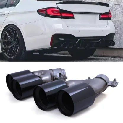 Gravity Performance tailpipes designed to replace the OEM exhaust tips with quad exit pipes. Our Gravity Performance exhaust conversion fits with M5 style diffusers to give your vehicle a full M5 look.