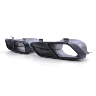 Gravity Performance tailpipes designed to replace the OEM exhaust tips with quad exit pipes. Our Gravity Performance exhaust tips fits with C63 or AMG Line style diffusers to give your vehicle a full AMG look.