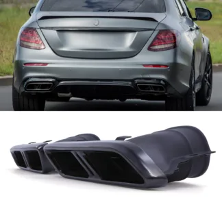 Gravity Performance tailpipes designed to replace the OEM exhaust tips with quad exit pipes. Our Gravity Performance exhaust tips fits with C63 style diffusers to give your vehicle a full AMG look.