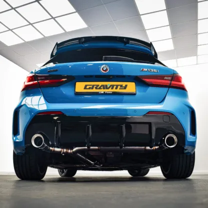 Gravity Performance exhaust systems are designed in house to fit OEM mounting points for perfect fitment. Our Gravity Performance exhausts enhance the sound of your car with a captivating exhaust note while also increasing performance.