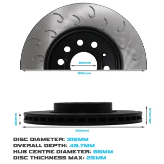 Gravity Front Hooked 312mm Brake Discs - Skoda Octavia 1.6 2.0 TDI 1.4 1.2 1.8 TSI 13+