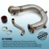 This Stainless Steel Downpipe DPF Delete and Decat is a straight replacement to remove the factory Diesel Particulate Filter (DPF) on the 1.6 / 2.0 TDI VW Golf MK7 Platform Vehicles. Gravity Performance DPF Deletes instantly increase power by allowing exhaust gasses to exit the vehicle quicker.
