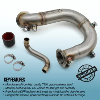 This Stainless Steel Downpipe DPF Delete and Decat is a straight replacement to remove the factory Diesel Particulate Filter (DPF) on the 1.6 / 2.0 TDI VW Golf MK7 Platform Vehicles. Gravity Performance DPF Deletes instantly increase power by allowing exhaust gasses to exit the vehicle quicker.