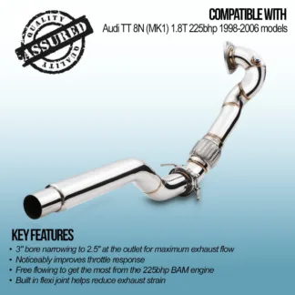 3' bore narrowing to 2.5' at the outlet for maximum exhaust flow