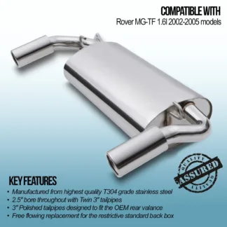 Gravity Performance Exhaust Back Boxes are designed in house to fit OEM mounting points for perfect fitment to your vehicle. Our Gravity Performance Exhausts greatly enhance the sound with a captivating exhaust note while also increasing performance.