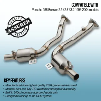 Gravity Performance sports cats are made to completely replace the stock catalytic converter reducing any restrictions. Our Performance sports cats improve throttle response and allow for improved exhaust flow