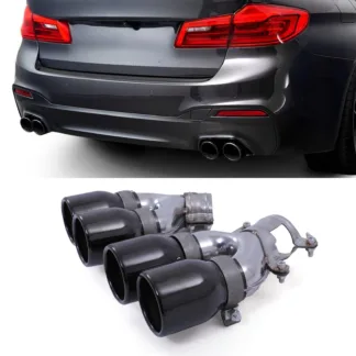 Gravity Performance tailpipes designed to replace the OEM exhaust tips with quad exit pipes. Our Gravity Performance exhaust conversion fits with M5 style diffusers to give your vehicle a full M5 look.