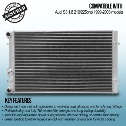 Twin core aluminium core will achieve up to 30% more cooling capability than the standard radiator.