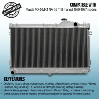 Twin aluminium core will achieve up to 30% more cooling capability than the standard radiator