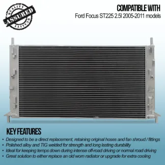 Twin channel aluminium core will achieve up to 30% more cooling capability than the standard radiator.