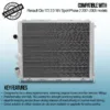 Twin channelaluminium core will achieve up to 30% more cooling capability than the standard radiator