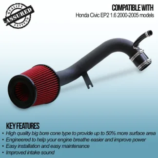 High quality big bore cone type to provide up to 50% more surface area compared to the OEM airbox