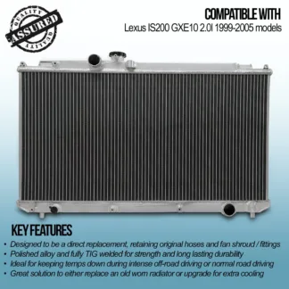 Twin channel aluminium core will achieve up to 30% more cooling capability than the standard radiator