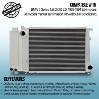 Great upgrade over a stock radiator for additional cooling capacity and efficiency