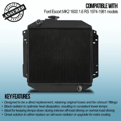 Twin core aluminium core will achieve up to 30% more cooling capability than the standard radiator