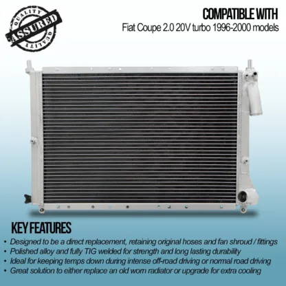 Twin aluminium core will achieve up to 30% more cooling capability than the standard radiator