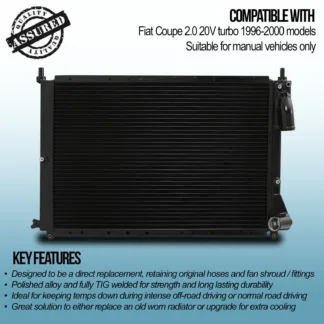 Twin aluminium core will achieve up to 30% more cooling capability than the standard radiator