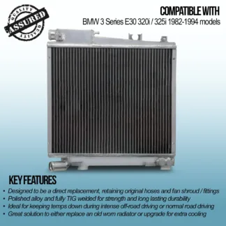 Twin aluminium core will achieve up to 30% more cooling capability than the standard radiator