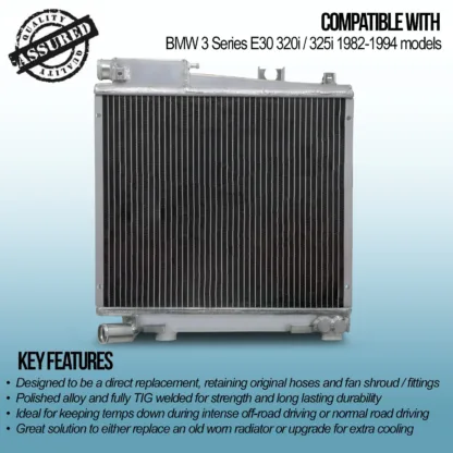 Twin aluminium core will achieve up to 30% more cooling capability than the standard radiator