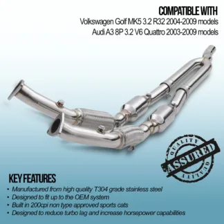 Gravity Performance sports cats are made to completely replace the stock catalytic converter reducing any restrictions. Our Performance sports cats improve throttle response and allow for improved exhaust flow