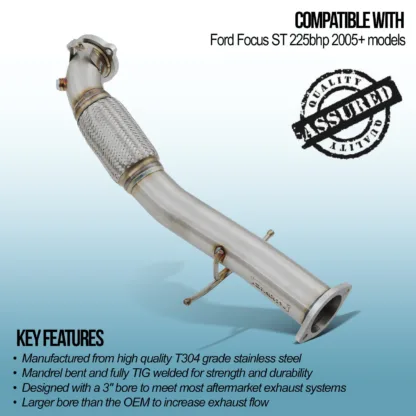 3' Exhaust Downpipe compatible with Ford Focus MK2 ST225 05-11