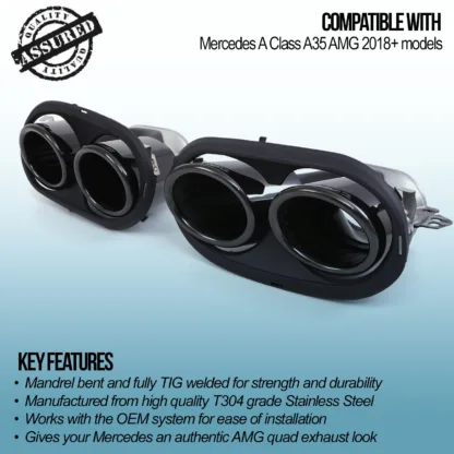 Gravity Performance tailpipe conversion kits are designed to replace the rear section of your OE exhaust with dual exit pipes. Our Gravity Performance Exhaust Conversion fits with AMG style diffusers to give your vehicle a full AMG look.