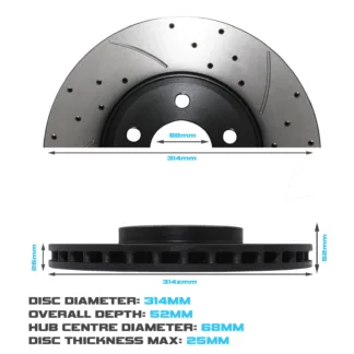 Gravity Front Drilled Grooved 314mm Brake Discs - Audi A4 B8 B9 & A5 8T 07+