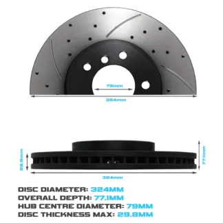 Gravity Front Drilled Grooved 324mm Brake Discs - BMW 6 Series E63 E64 630I Coupe 04+