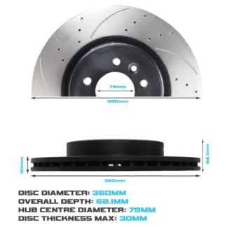 Gravity Front Drilled Grooved 360mm Brake Discs - Land Rover Discovery 4 L319 10-16