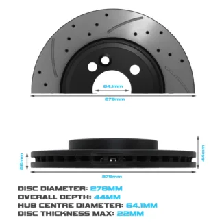 Gravity Front Drilled Grooved 276mm Brake Discs - BMW Mini Cooper S One R50 R52 R53