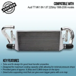 Tube and fin design for good heat transfer properties with low weight and low pressure drop across its core.