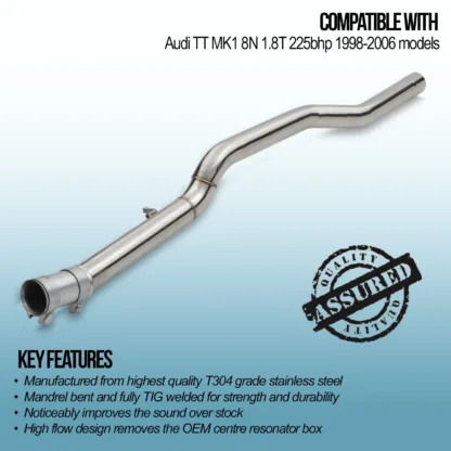 Gravity Exhaust centre sections are designed in house using the OEM mounting points to ensure smooth fitment every time. Using the highest quality T304 stainless steel for performance and durability.