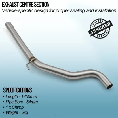 Gravity Exhaust centre sections are designed in house using the OEM mounting points to ensure smooth fitment every time. Using the highest quality T304 stainless steel for performance and durability.