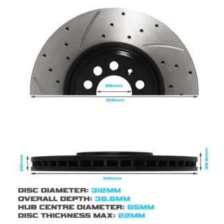 Gravity Front Drilled Grooved 312mm Brake Discs - Seat Leon 1.8T 1.9 TDI Cupra R 99-06